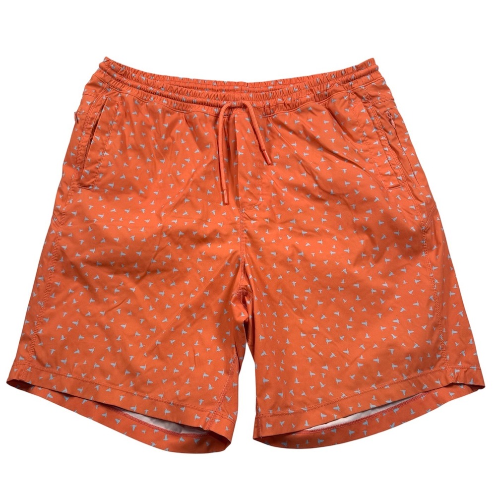 Birddogs Gym Shorts Mens 3XL Orange Bird Print Lined 9in Inseam Athletic